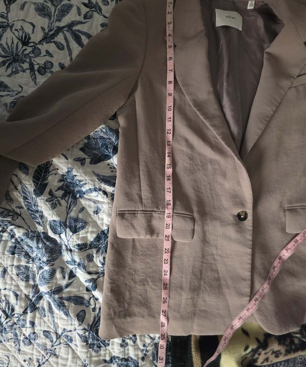 Aritzia Wilfred Generation Blazer Textured Crepette Taupe Size 6 - Picture 8 of 12